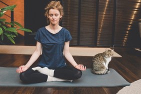 Practicing yoga at home