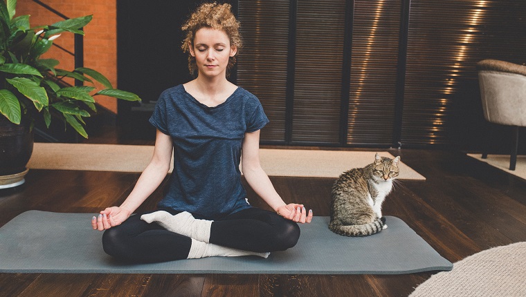 Practicing yoga at home