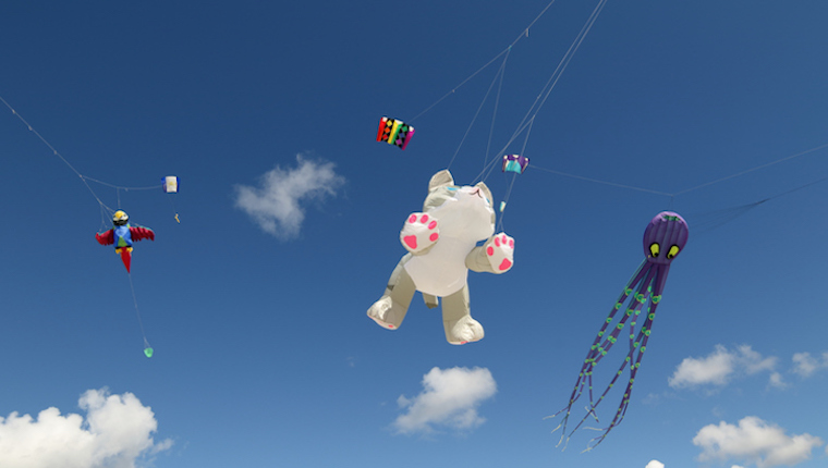 Cat kite sailing in the sky