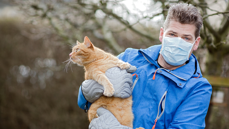 Man with allergies and cat