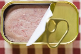 High angle view of a can of spam