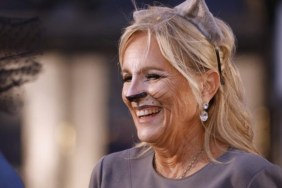 Jill Biden dressed as a cat, she has written a children's book about her cat, Willow.